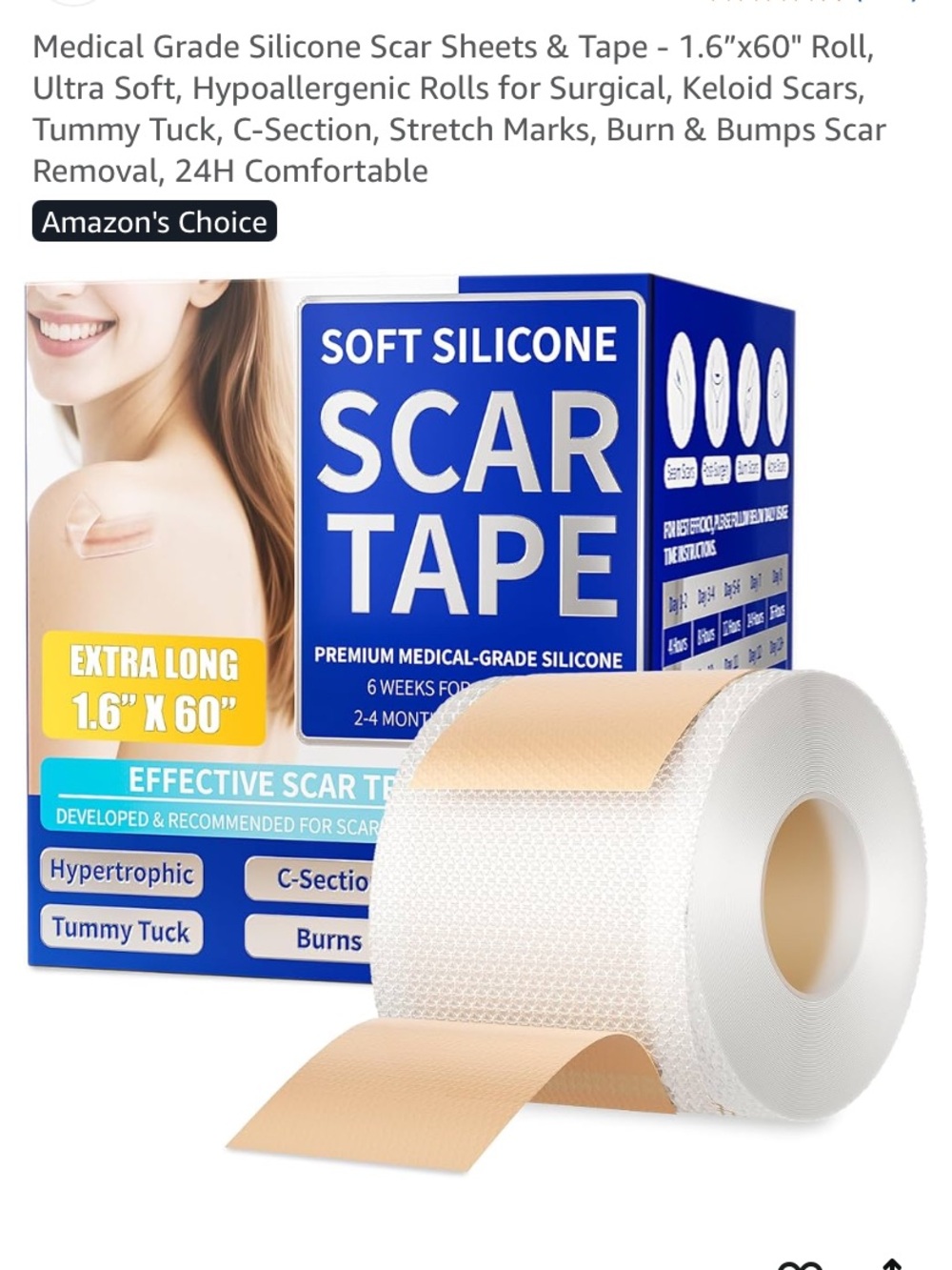 Soft Silicone Scar Tape Roll - Medical Grade Beige Scar Tape